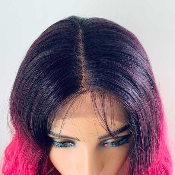 Gorgeous 30” Ombre Pink Fuchsia Synthetic Lace Front Wig - Picture 2 of 14